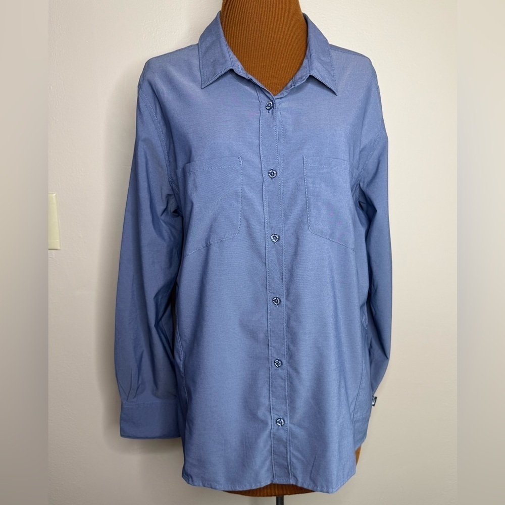 The North Face Light Blue Casual Button Down Shirt Side Pocket Size XL